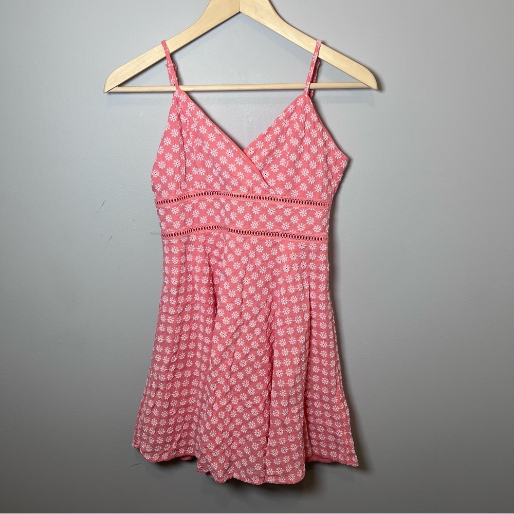 Pink Floral Spaghetti Strap Dress